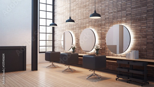 Obraz Loft Modern salon interior - 3D rendering