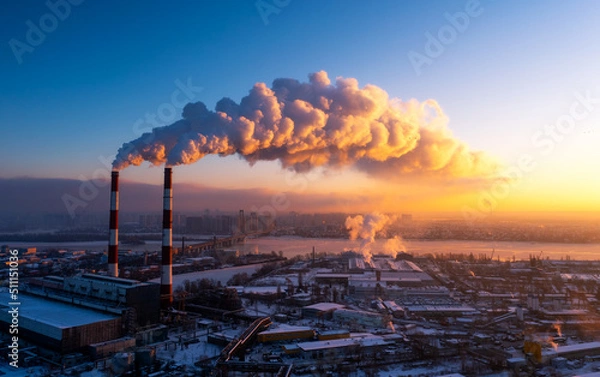 Fototapeta Harmful emissions into the atmosphere causing global warming.