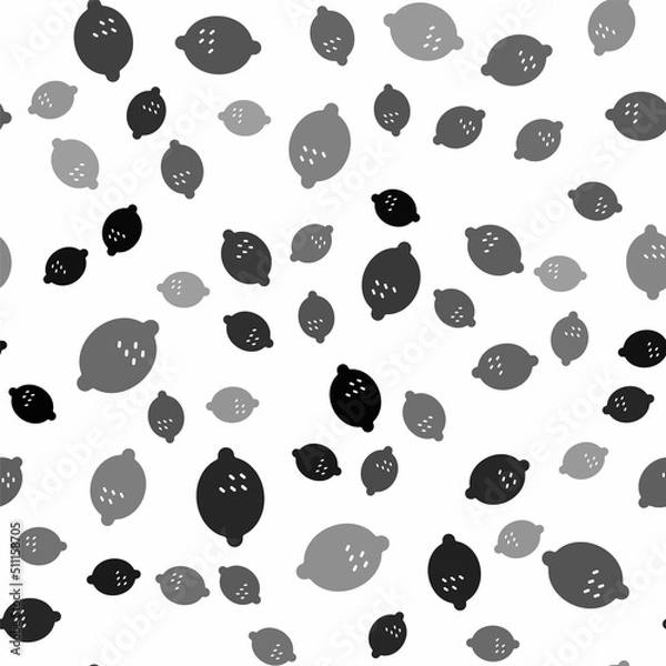 Obraz Black Lemon icon isolated seamless pattern on white background. Vector