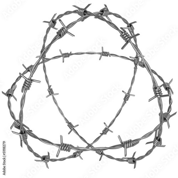 Fototapeta Three rotating circle of barbed wire