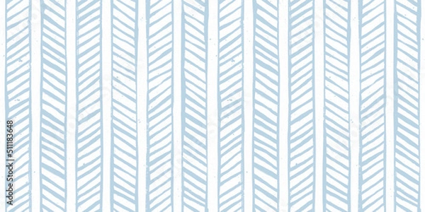 Fototapeta Seamless Minimalist Hand Drawn Playful deconstructed Herringbone or Chevron Vertical Pin Stripe Columns pattern in light speckled pastel blue and white. Baby boy nautical theme background texture..