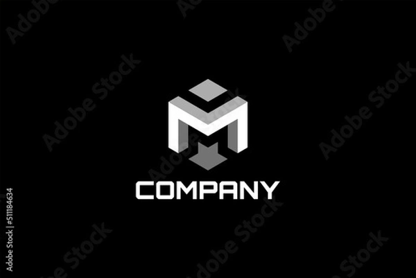Fototapeta Three-dimensional axonometric hexagonal vector logo element with initials M. 3D logo M.
Usable for general business logo brands