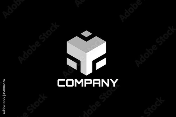 Fototapeta Three-dimensional axonometric hexagonal vector logo element with initials T or Y. 3D logo T or Y.
Usable for general business logo brands