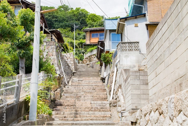 Obraz 階段とレトロな家々