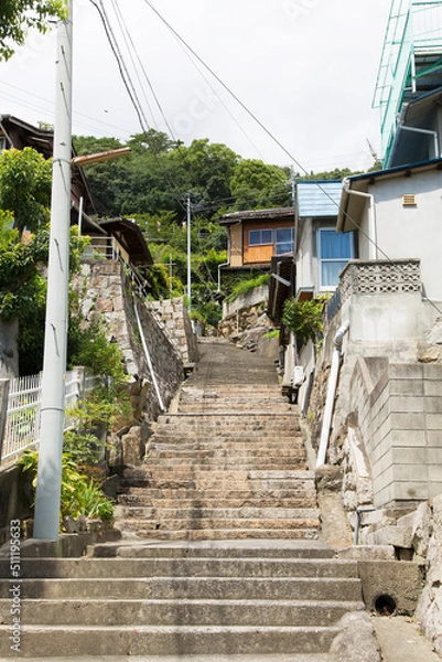 Obraz 階段とレトロな家々