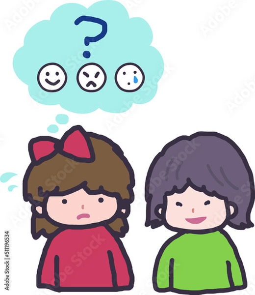 Fototapeta 人の気持ちや意図をくみ取ることが苦手な子供のイメージ。自閉症スペクトラム症。広汎性発達障害、発達障害