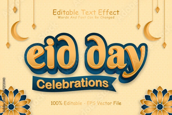 Obraz Eid Day Celebrations Editable Text Effect 3 Dimension Emboss Modern Style