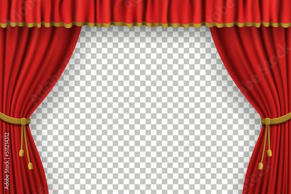 Fototapeta realistic curtain frame template red color vector graphic