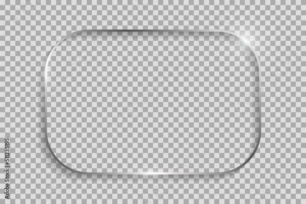 Fototapeta Silver rectangle frame with rounded corners and shadows and highlights isolated on a transparent background.