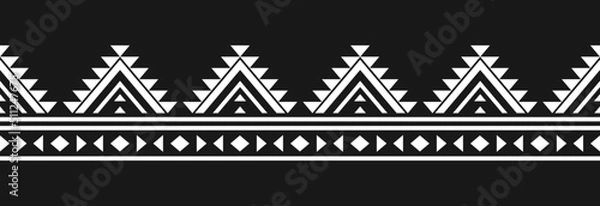 Obraz Border geometric ethnic pattern art. Fabric Mexican style. Design for background, illustration, fabric, clothing, textile, print, batik, embroidery.