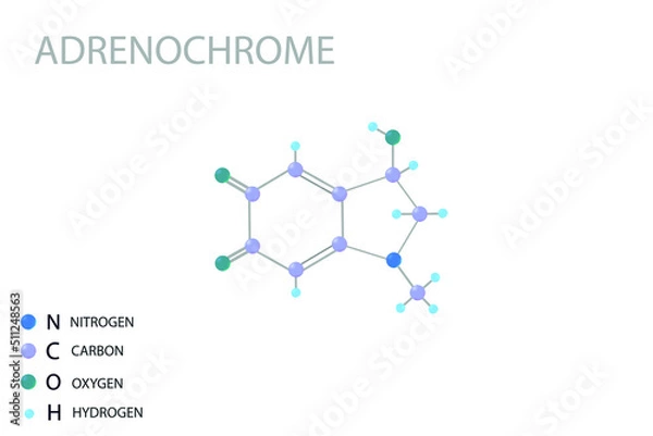 Fototapeta Adrenochrome molecular skeletal 3D chemical formula.	