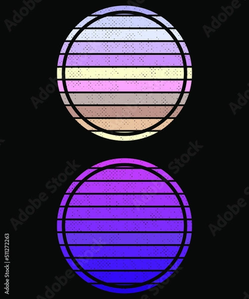 Fototapeta Retro Vintage Sunset T-shirt design element. Style of the 70s-80s.