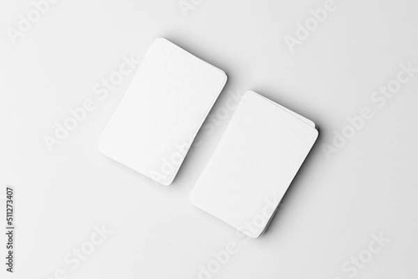 Fototapeta Top view of business card on white background for mockup. 3d render