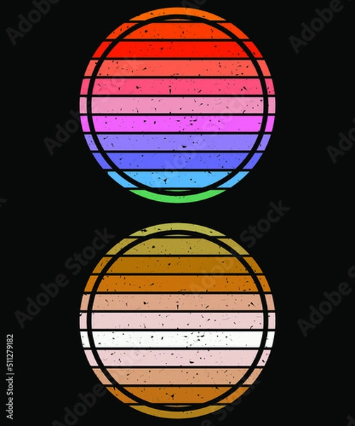 Fototapeta Retro Vintage Sunsets Pack, T-shirt design element. Style of the 70s-80s.