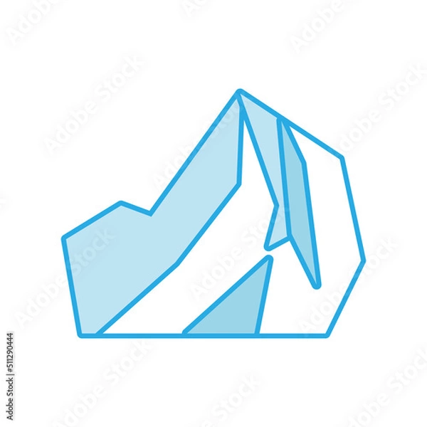 Fototapeta Iceberg vector icon and blue illustration underwater sea. Nature deep ocean and polar antarctic cold. Arctic freeze mountain glacier symbol and frozen berg design. Abstract under north landscape
