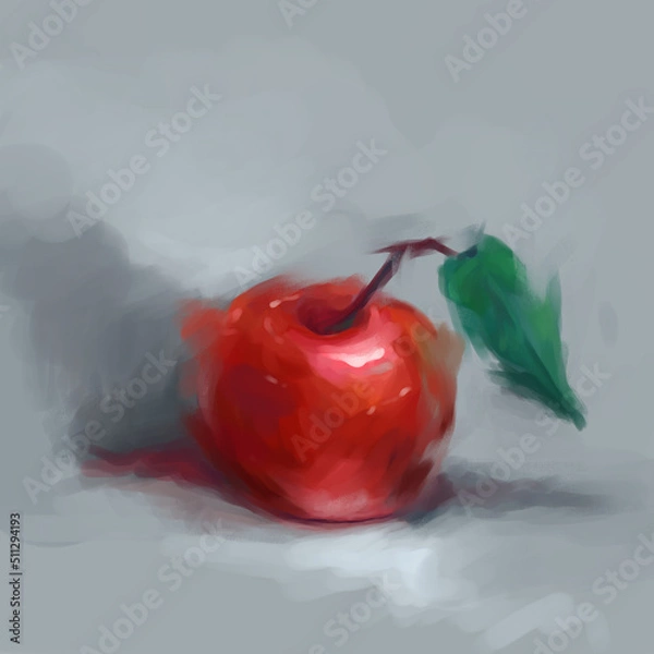 Obraz red apple with drops