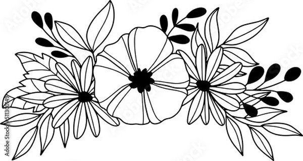 Fototapeta collection forest fern eucalyptus art foliage natural
leaves herbs inline style. Decorative beauty, elegant illustration 
Vector Flower Botanical