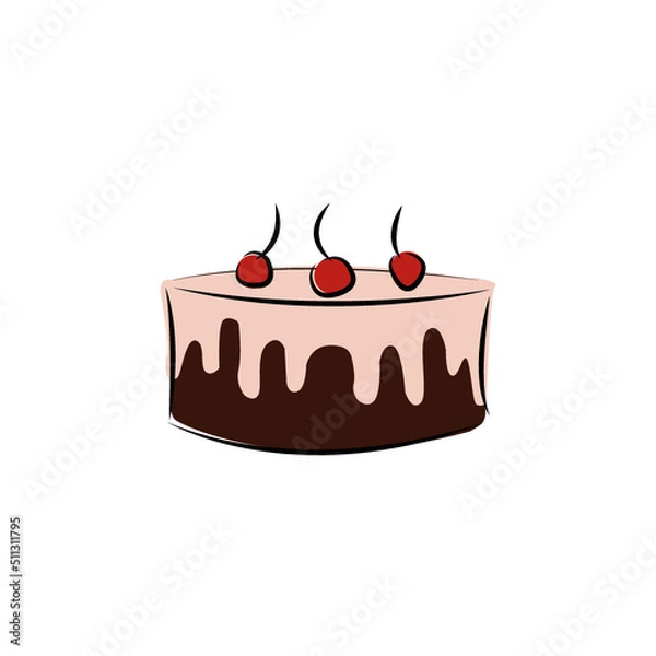 Obraz chocolate cake with cherry