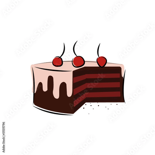 Obraz chocolate cake with cherries