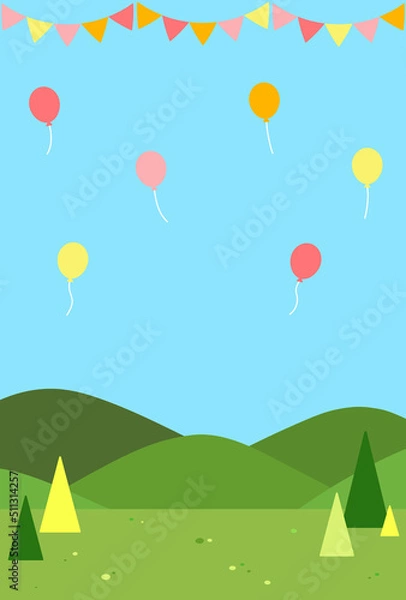 Fototapeta 背景イラスト_山の風景