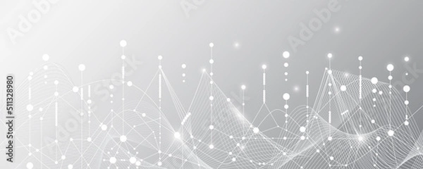 Obraz Grey white Abstract technology background, Hi tech digital connect, communication, high technology concept, science, technology background
