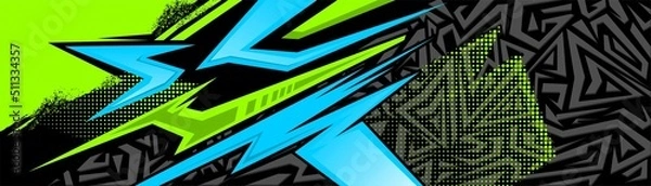 Fototapeta Abstract Car decal design vector. Graphic abstract stripe racing background kit designs for wrap vehicle, race car, rally, adventure and livery