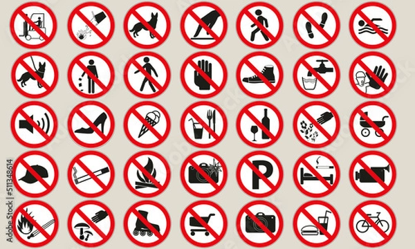 Obraz Panneaux interdictions diverses Pack Planche