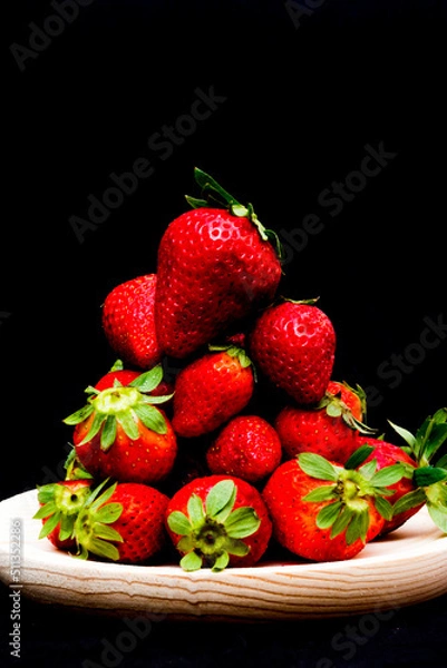 Obraz Fresh strawberries on black background