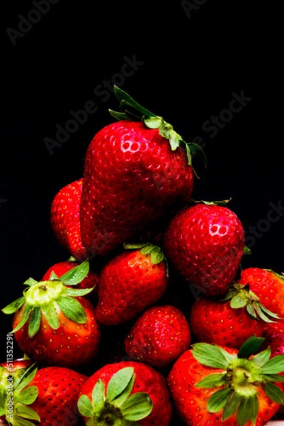Obraz Fresh strawberries on black background