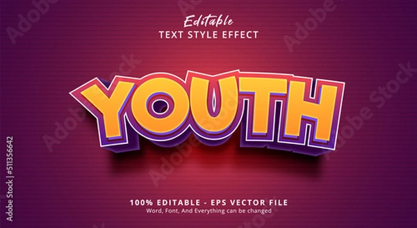 Fototapeta Youth Text Style Effect, Editable Text Effect