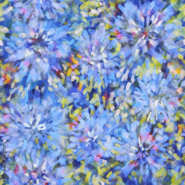 Fototapeta Seamless bright floral patterns made in the style of impressionism. multicolor free strokes hand-drawn expressive. Juicy bright fashionable summer trend. Gorgeous bright flowers painted by hand