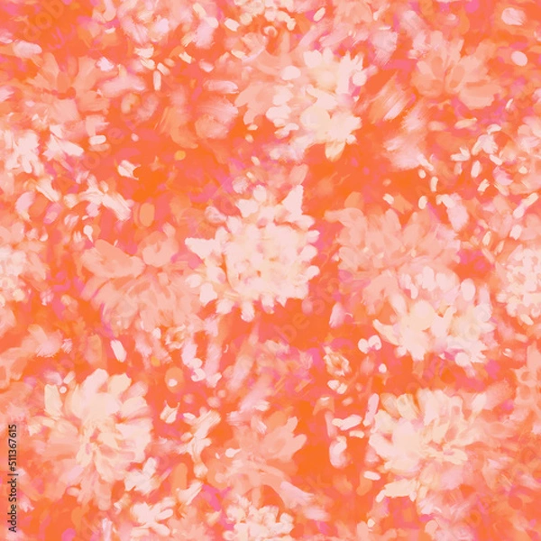 Fototapeta Seamless bright floral patterns made in the style of impressionism. multicolor free strokes hand-drawn expressive. Juicy bright fashionable summer trend. Gorgeous bright flowers painted by hand