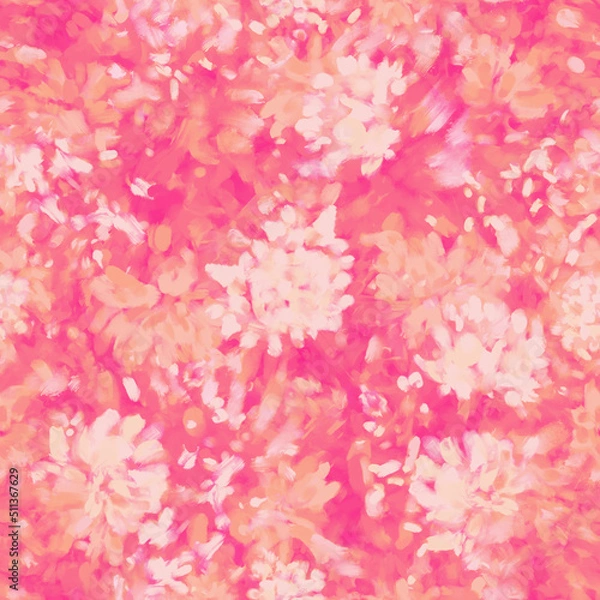 Fototapeta Seamless bright floral patterns made in the style of impressionism. multicolor free strokes hand-drawn expressive. Juicy bright fashionable summer trend. Gorgeous bright flowers painted by hand