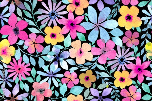Fototapeta seamless pattern of colors of different sizes in pastel shades on a black background