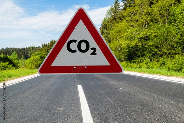 Obraz CO2 Schild mit Straße