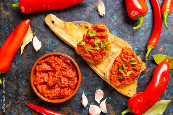 Obraz Ajvar, balkan pepper spread food