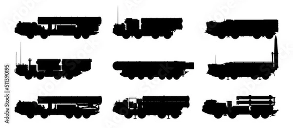Obraz Strategic missile and air defense systems. Military equipment set. Vector EPS10.