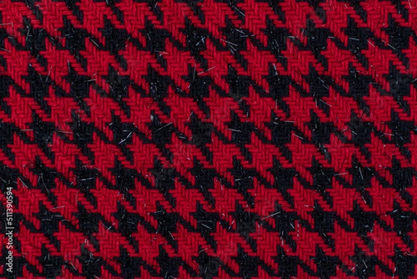 Fototapeta wool textile - red checkered tweed design