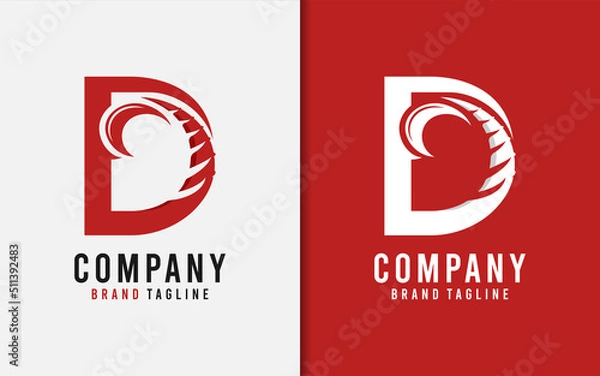 Fototapeta Abstract Initial Letter D Design Combined with Stylish Horn Shape Logo Design.