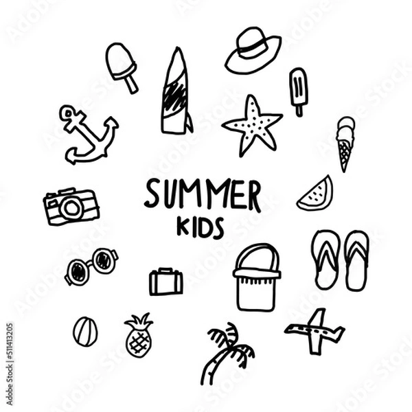 Obraz summer kids hand drawn vector cute