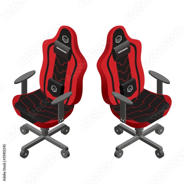 Obraz isometric red gaming chair 