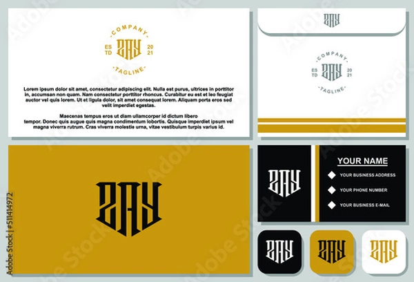 Fototapeta Creative letter monogram logo design with stationery template