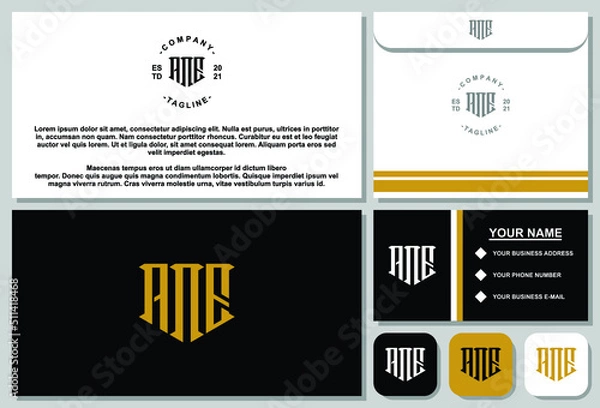 Obraz Creative letter monogram logo design with stationery template