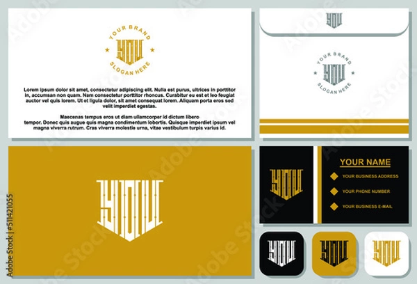 Fototapeta Creative letter monogram logo design with stationery template