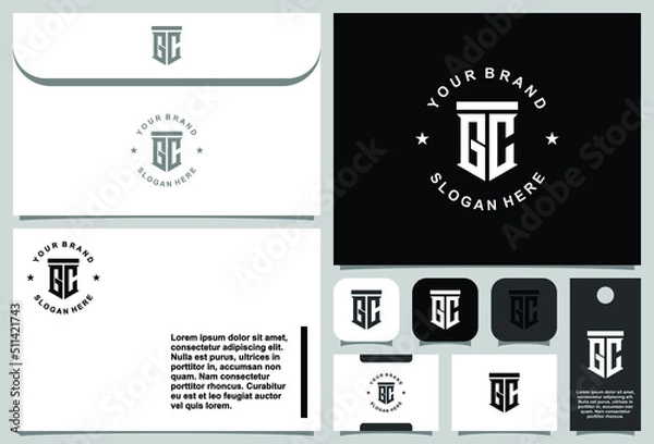 Fototapeta Creative letter monogram logo design with stationery template