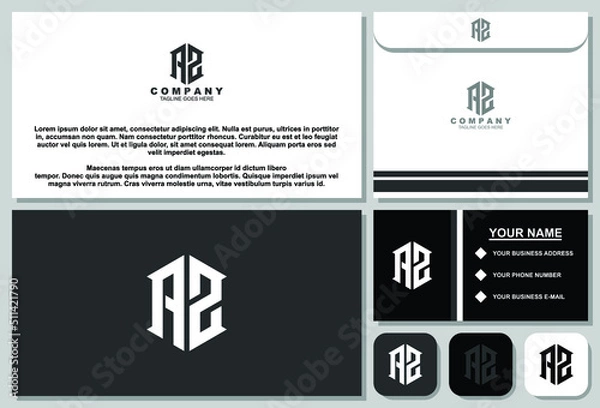 Fototapeta Creative letter monogram logo design with stationery template