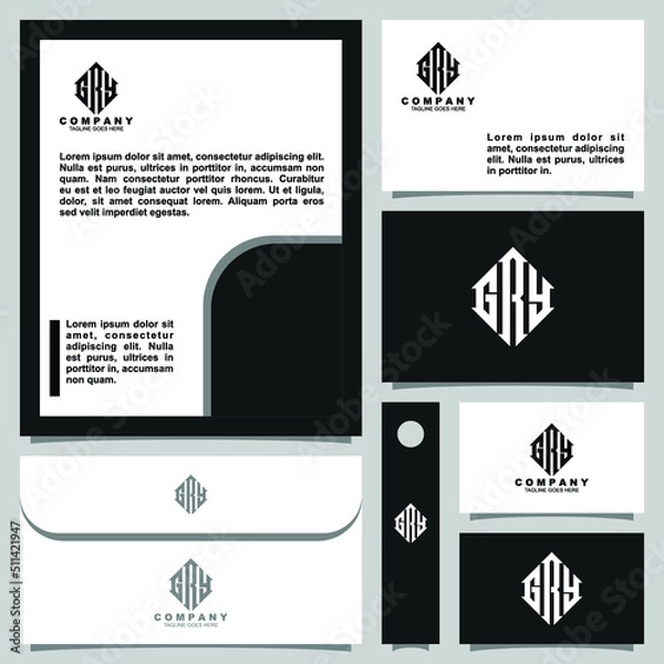 Fototapeta Creative letter monogram logo design with stationery template