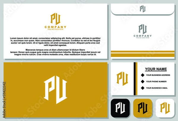 Obraz Creative letter monogram logo design with stationery template