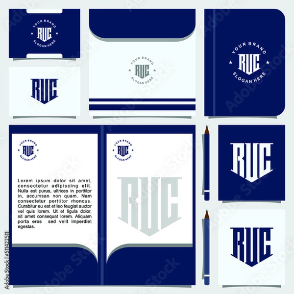 Fototapeta Creative letter monogram logo design with stationery template