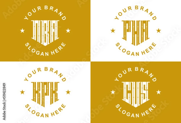 Fototapeta Creative letter monogram logo design with stationery template FRS KSC NBA PHA CVS PEAABS AOU AHC BH RV EZ ZR NA RK